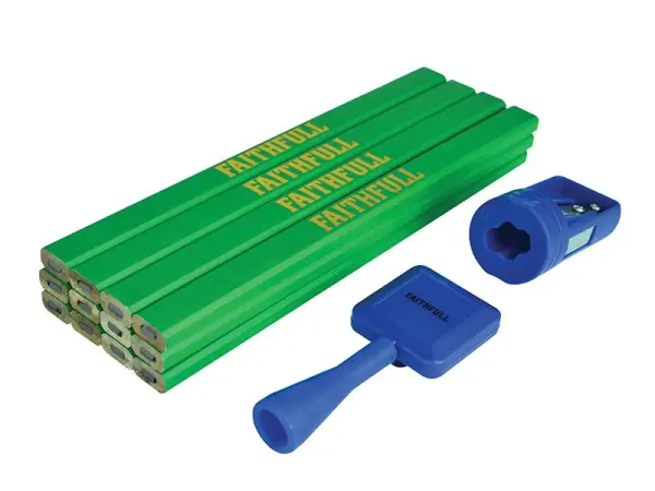 Faithfull Timmermanspotlood Set - Groen/Hard (12 stuks)