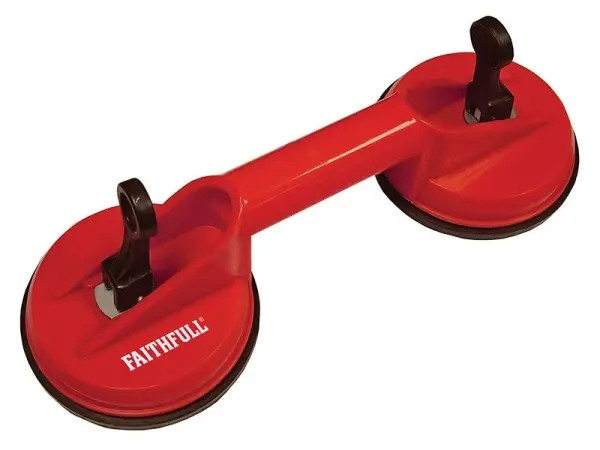 Faithfull Double Pad Suction Lifter, ABS, 120mm Pads, 45kg Capacity
