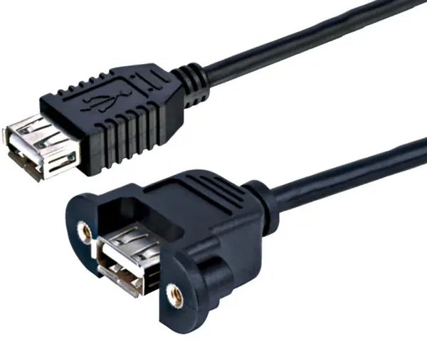 PRO SIGNAL USB A Stecker-auf-Stecker Panelmontage-Adapterkabel, 1m schwarz