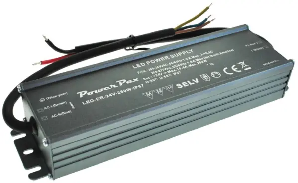 POWERPAX 24V 10.4A 250W LED Driver, IP67, Constant Voltage