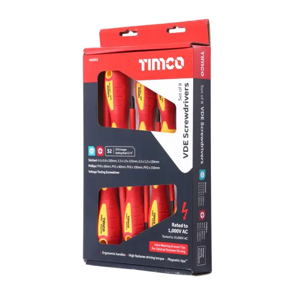 Timco - Kit de Chaves de Fendas VDE, 8 Peças
