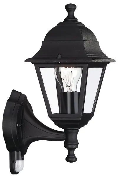 MASSIVE Outdoor Wall Lantern with PIR, IP44, Black