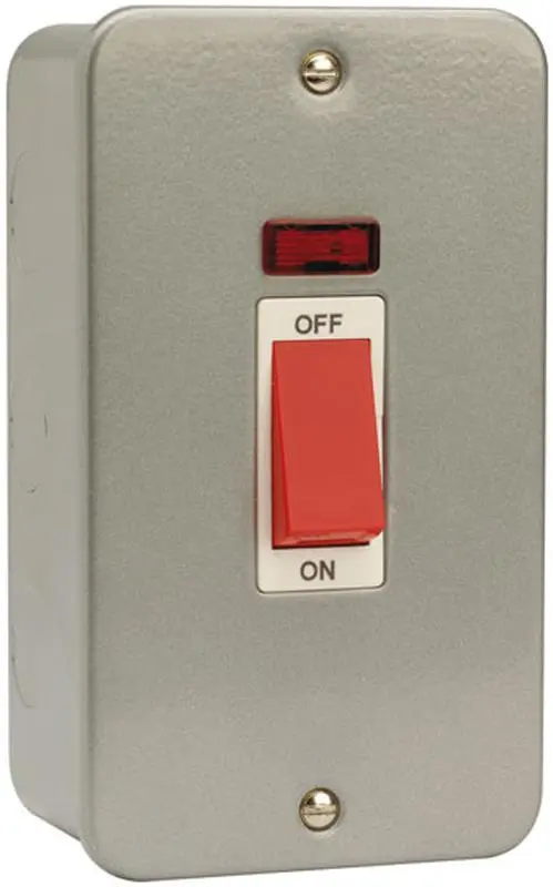 CLICK Interruttore Bipolare Metallico 45A, 2 Vie con Spia Neon