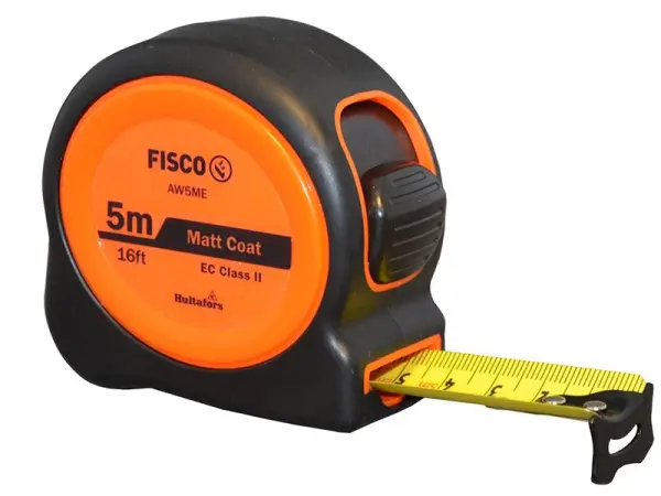 Fisco A1-Plus Tape Measure, Hi-Vis Orange, 5m/16ft, 25mm Width