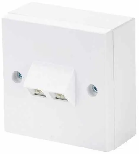 TUK 2-Portová konektorová lišta Cat5e RJ45 s úhlovým provedením