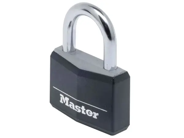 Master Lock - Cadenas à pêne coudé noir vinyle 40mm, 4 broches, Aluminium