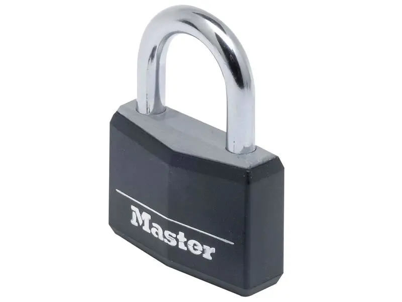 Master Lock Lucchetto a Bucato Nero in Vinile 40mm, Gancio Acciaio Temprato 4-P