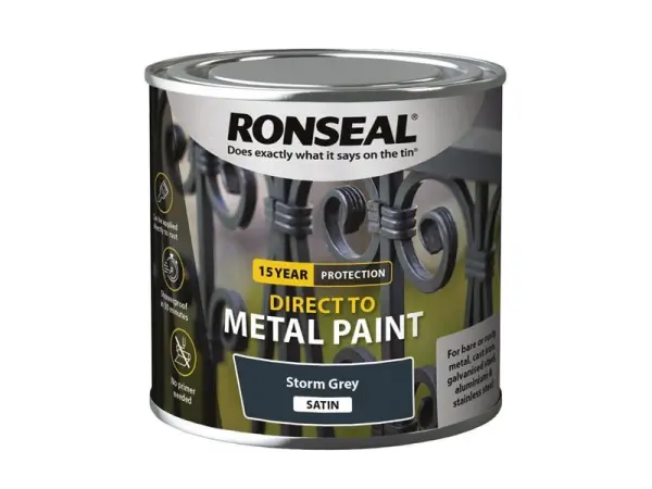 Ronseal - Cat Logam Langsung Storm Grey Satin 250ml