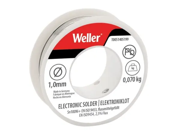 Weller Lead-Free Solder Sn100Ni100+, 1mm, 70g Spool