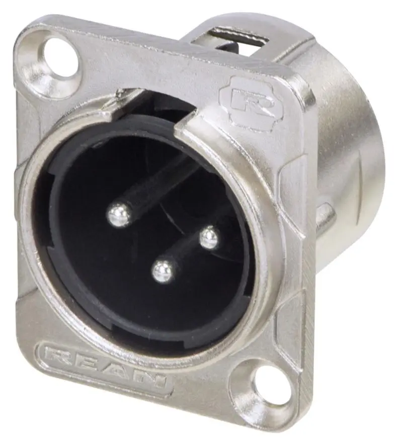 REAN RC3MDL 3 Pole XLR Panel Mount Plug, Nickel, D Size