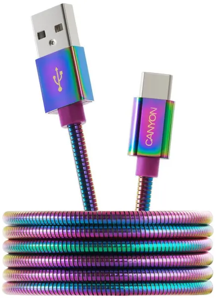 Canyon USB A to USB-C Rainbow Sync & Charge Cable, 1.2m