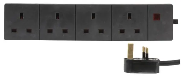 PRO ELEC - Sreang Síneadh 4-Ghream leis an Neon, 2m, 13A, Dubh