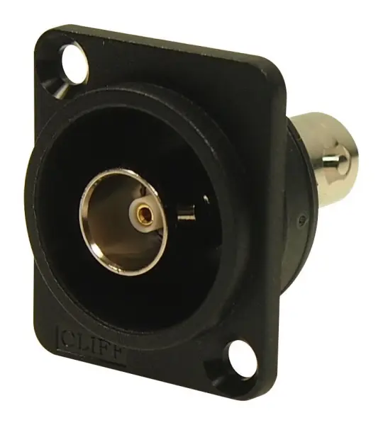 Cliff BNC 75 Ohm Panel Mount Feedthrough Connector, Black Metal