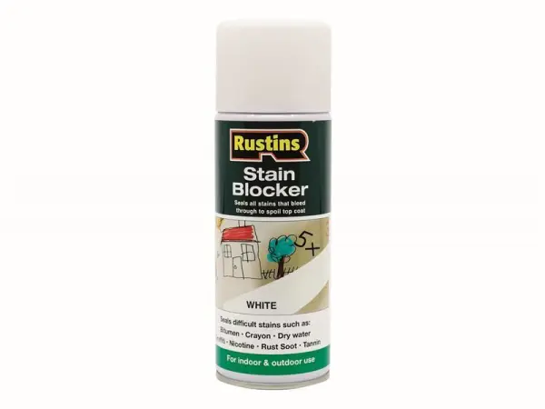 Rustins Bloqueador de Nódoas em Spray 400ml, Base Água, Branco Mate