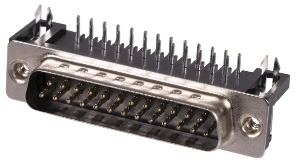 Multicomp Pro 25-Pin D-Sub Right-Angle PCB Plug with Boardlock
