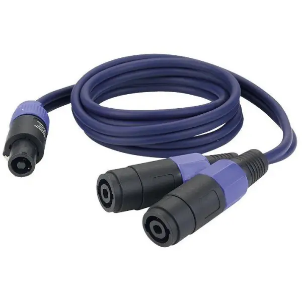 DAP Audio 2 Pole Speakon Male to 2x Female Splitter Lead 1.5m Blue