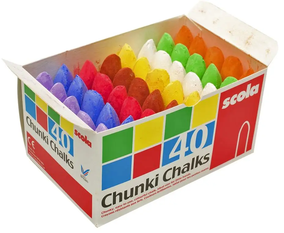 SCOLAQUIP Chunky Chalks - Assorted Colours, Pack of 40