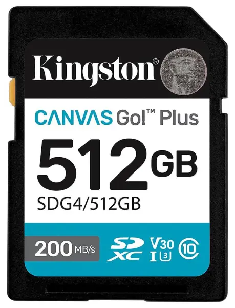 Kingston Canvas Go! Plus 512GB SDXC U3 V30 Memory Card