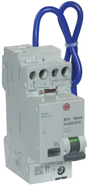 Wylex 10A RCBO/AFDD 30mA 2極 Bカーブ 240V