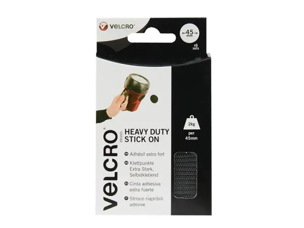 VELCRO Brand Heavy-Duty Stick On Coin - Black
