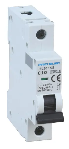 PRO ELEC 6A Single-Pole MCB, C Curve, 6kA, 415V