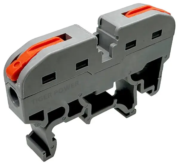 Tiger Power 2 Conductor Through Terminal Block with Lever Locks - Grey 28 400V 20A