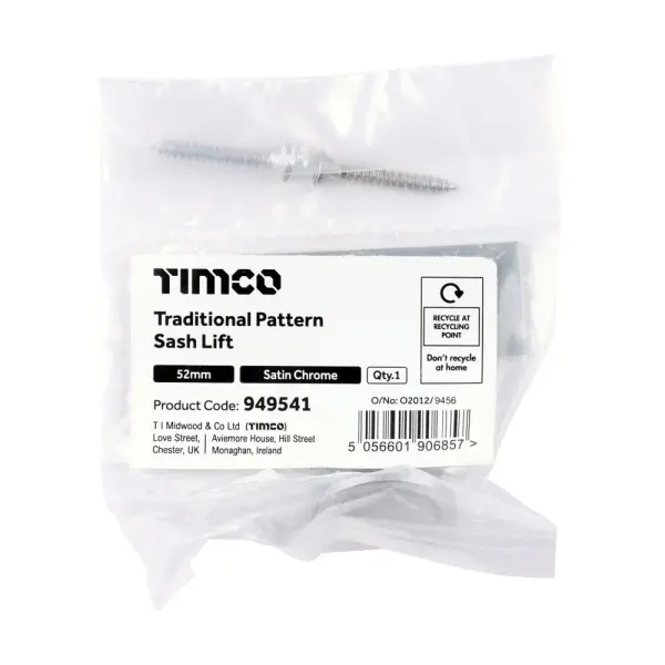 Timco - Poignée de levage pour fenêtre à guillotine, finition chrome satiné