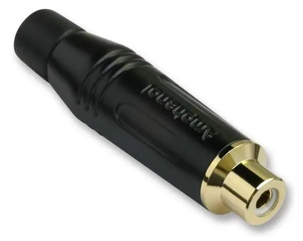 Amphenol ACJR-BLK Phono Socket, Black, Gold Plated