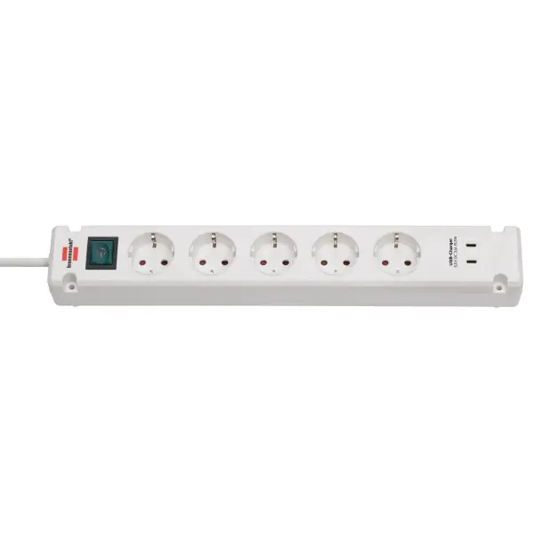 Brennenstuhl Euro 5-Gang Extension Lead with 2x USB-C, 3m White