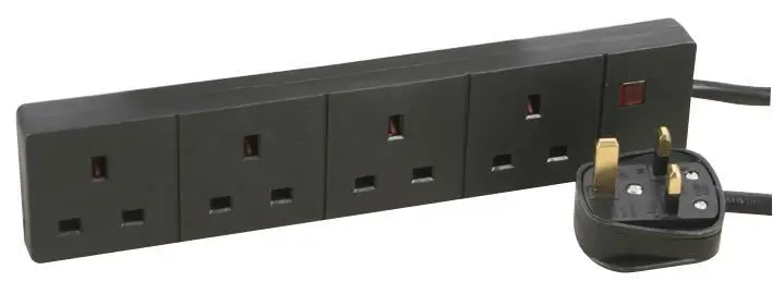 PRO ELEC 4口タップ ネオン付き 0.5m ブラック