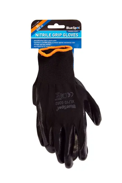 Blue Spot Nitrile Grip Gloves - XL Size, EN388 Certified
