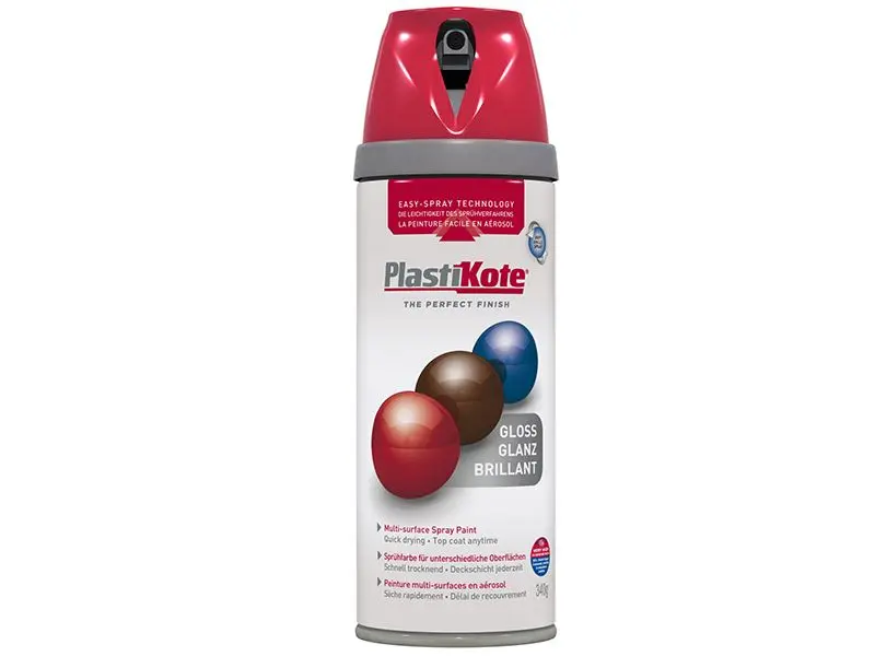 PlastiKote Pintura en Spray Brillante, Rojo Intenso, 400ml