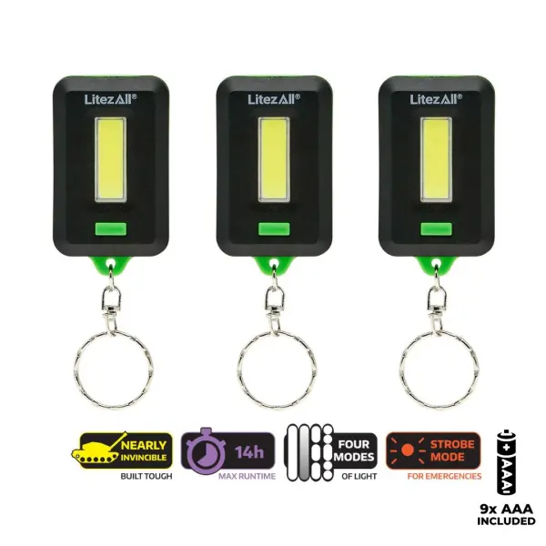 LitezAll CobFob Portachiavi Tattico (3-Pack) 120 Lumen