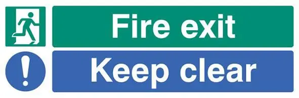 RARAION Fire Exit Keep Clear Self-Adhesive Sign - 150mm x 450mm
