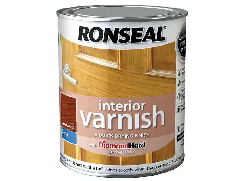 Ronseal Barniz Interior de Secado Rápido, Satinado Roble Medio, 250ml