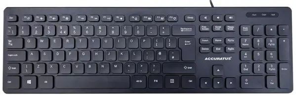 ACCURATUS 360 Wired Multimedia Keyboard with USB Hub, Black
