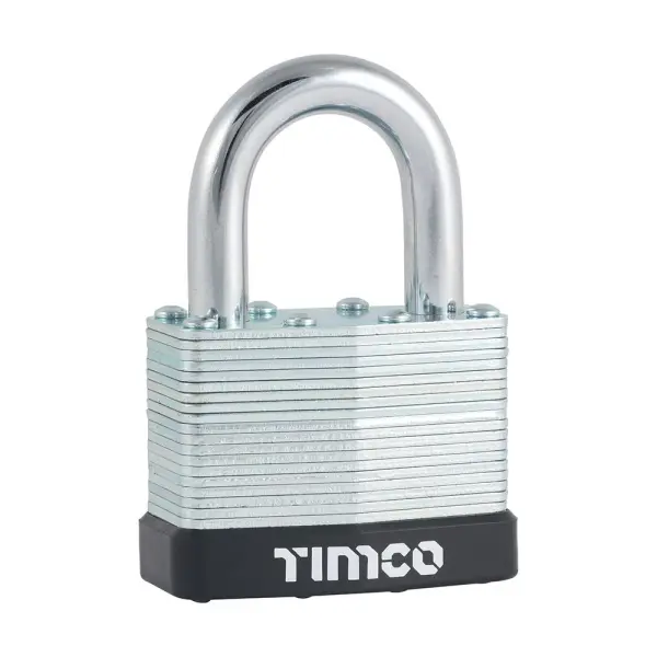 Timco Laminated Padlock, Zinc Plated, 50mm, with Key