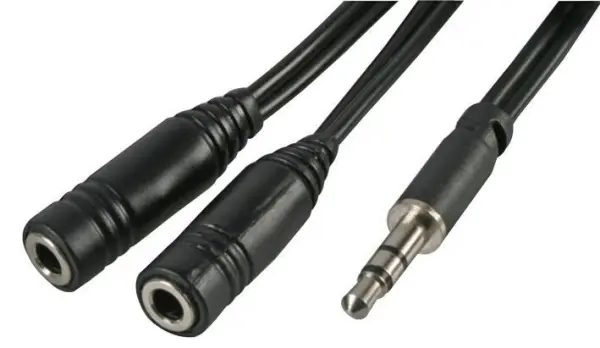 Pro Signal Cable Jack 3.5mm Estéreo Macho a 2 Hembras, 0.2m Negro