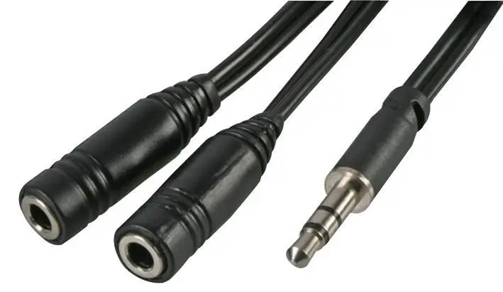Pro Signal 3.5mm Stereo Jack Plug naar Dubbele Sockets Kabel, 0.2m Zwart