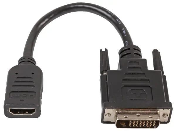 PRO SIGNAL HDMI vrouw naar DVI-D man adapterkabel, 0.2m zwart