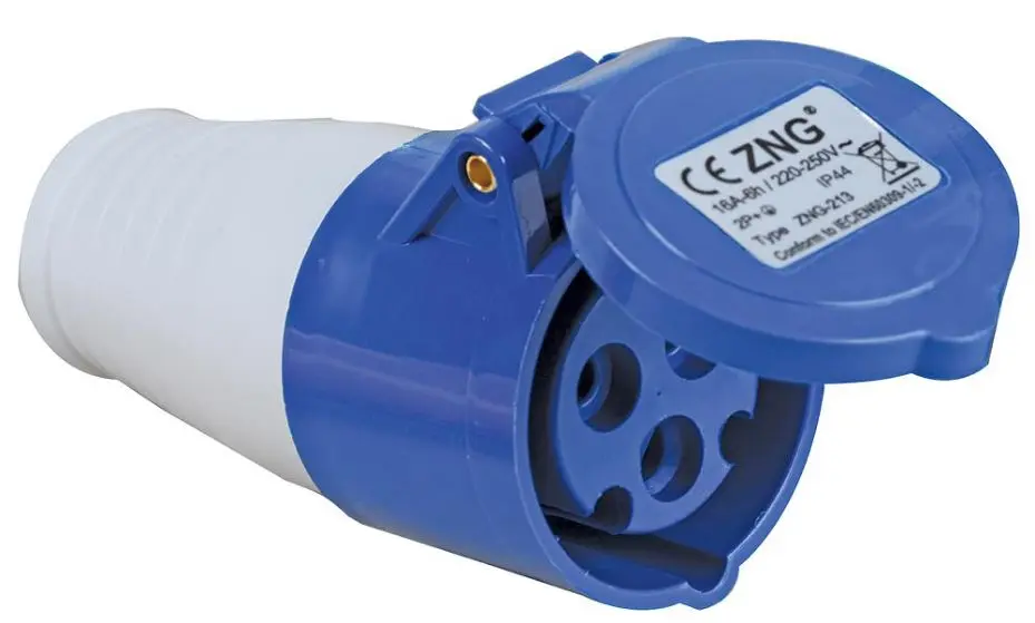 PRO ELEC שקע CEE תלוי כבל 16A 230V, 2P+E, כחול, IP44