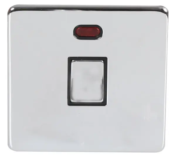 PRO ELEC Interruptor Bipolar Cromo Pulido 20A con Indicador Neon