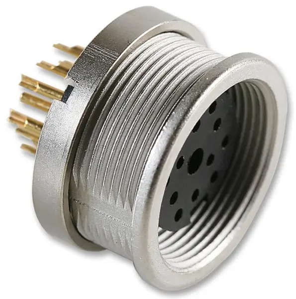 Lumberg שקע פאנל 12 פינים, מצופי כסף, IP68