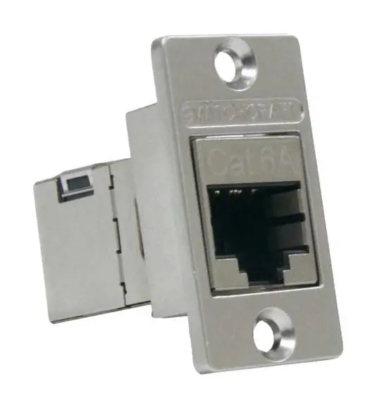 Switchcraft/Conxall RJ45 Cat6a Shielded Feedthru Panel Mount Adaptor, Silver