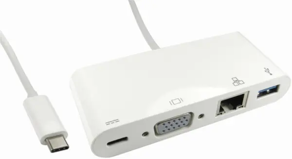 PRO SIGNAL Adaptér USB-C na VGA, USB 3.0 a Ethernet s Power Delivery