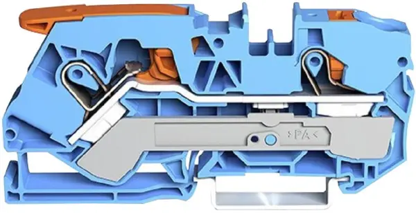 WAGO Push In Terminal Block, 2 Conductor, 20AWG to 6AWG - Blue