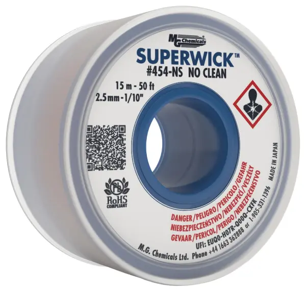 MG Chemicals Super Wick No Clean Fine Desoldering Braid - 2.5mm x 15m