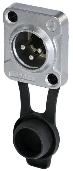 REAN - Plug Painéil XLR 3 Phol, Méid D, IP65, Crom