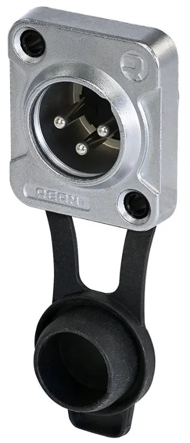 REAN 3 Pole XLR Panel Mount Plug, D Size, IP65, Chrome