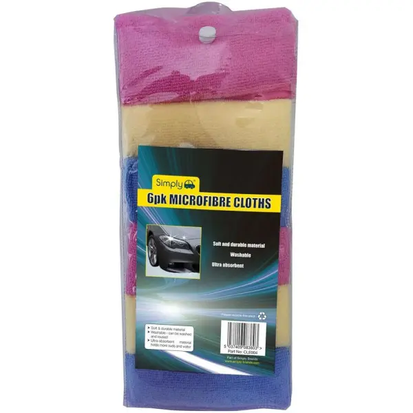 SIMPLY Microfibre Cloths, Pack of 6, 223g